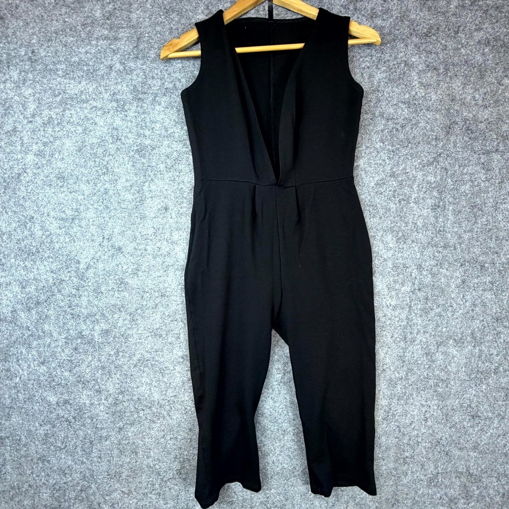 GoJane Jumpsuit Womens Large Black Nylon Stretch Workout Cropped‎ Fitted